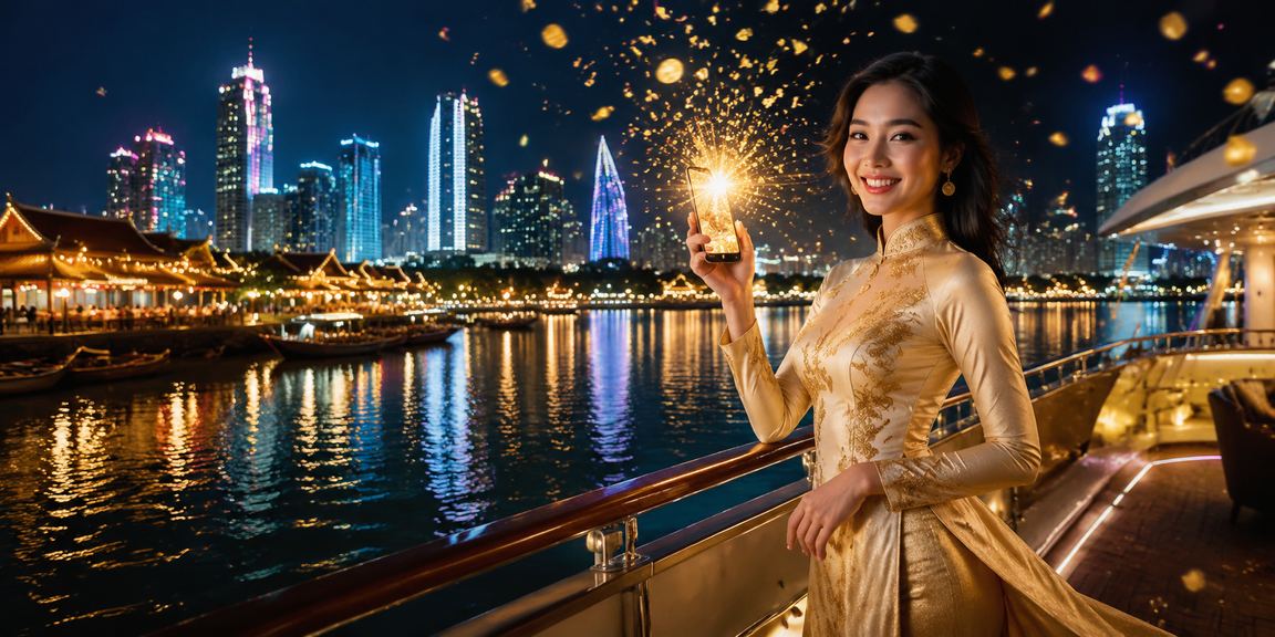 Phụ nữ mặc áo dài trải nghiệm casino trực tuyến qua điện thoại tại Sa Pa